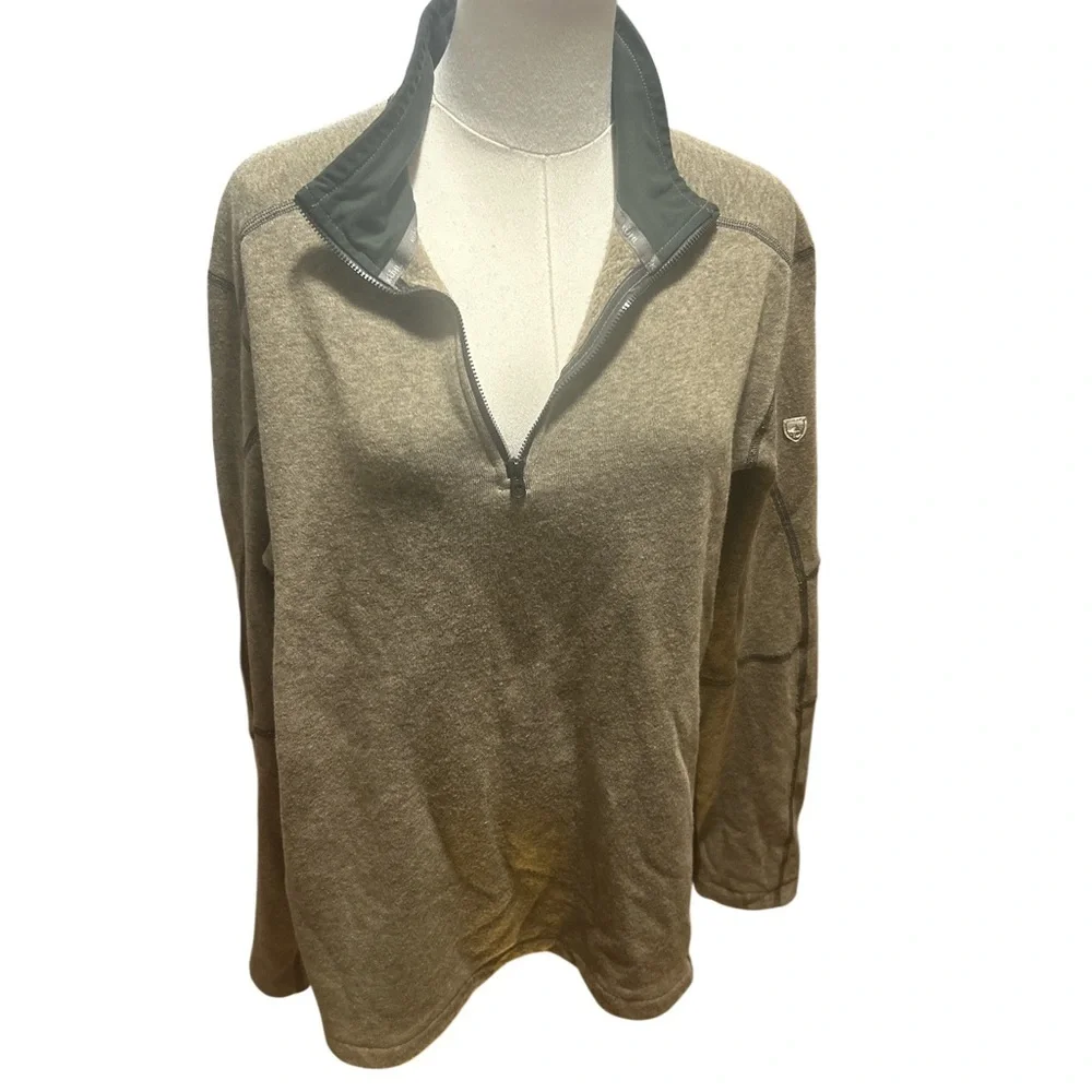 Kuhl Revel 1/4 Zip Pullover XL Oatmeal Heather Fleece Performance Outdoor
